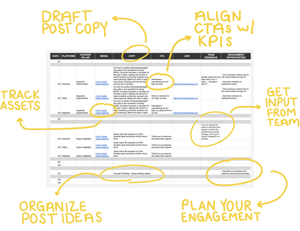 Social Media Calendar Template Entertain Impact